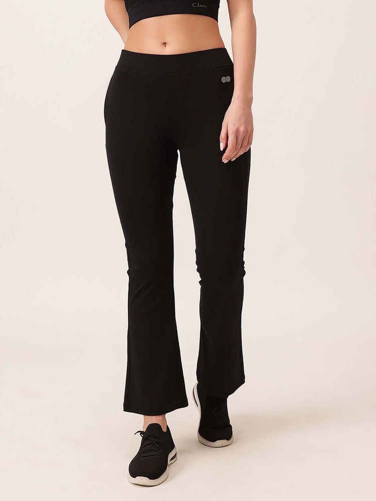 Clovia Black Comfort Fit High-Waist Flared Yoga Sweatpants-picture-40
