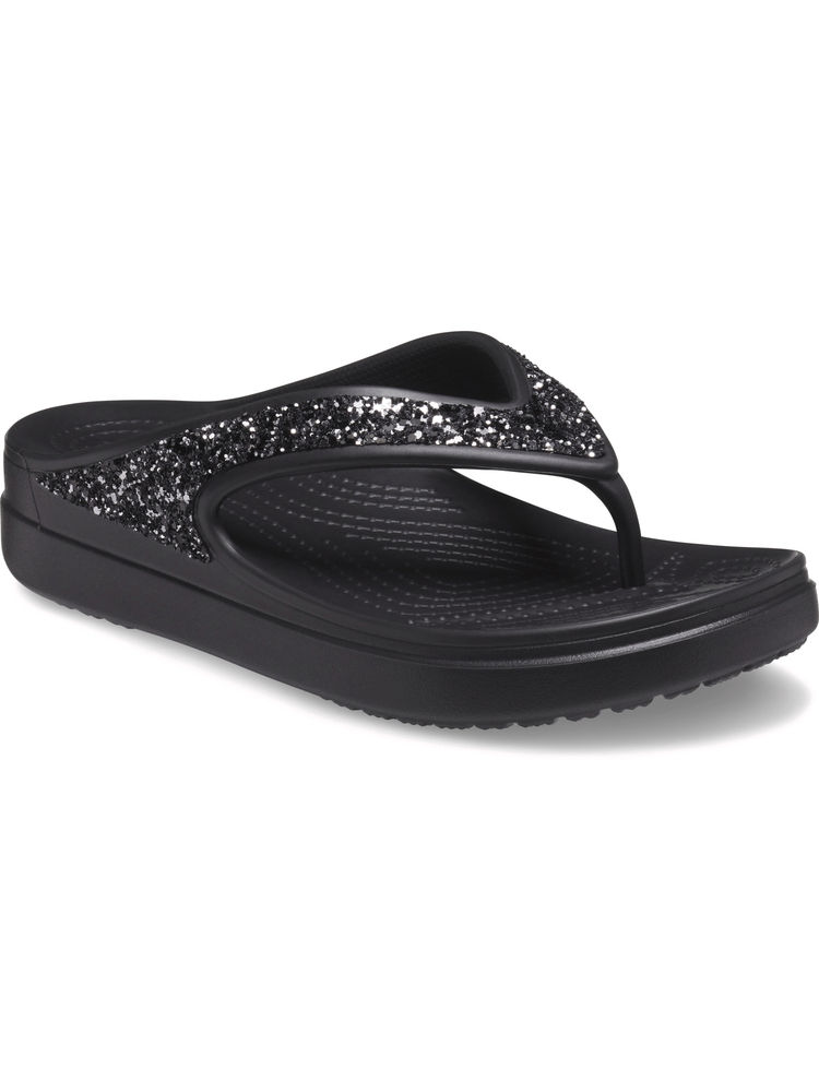 Crocs Women Casual Sloane Glitter Flipflops Black