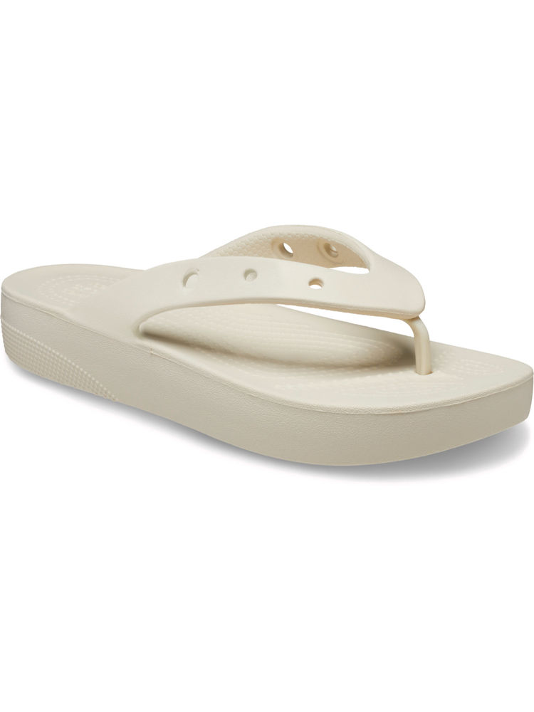 Crocs Women Classic Platform Flipflops Cream-image-48