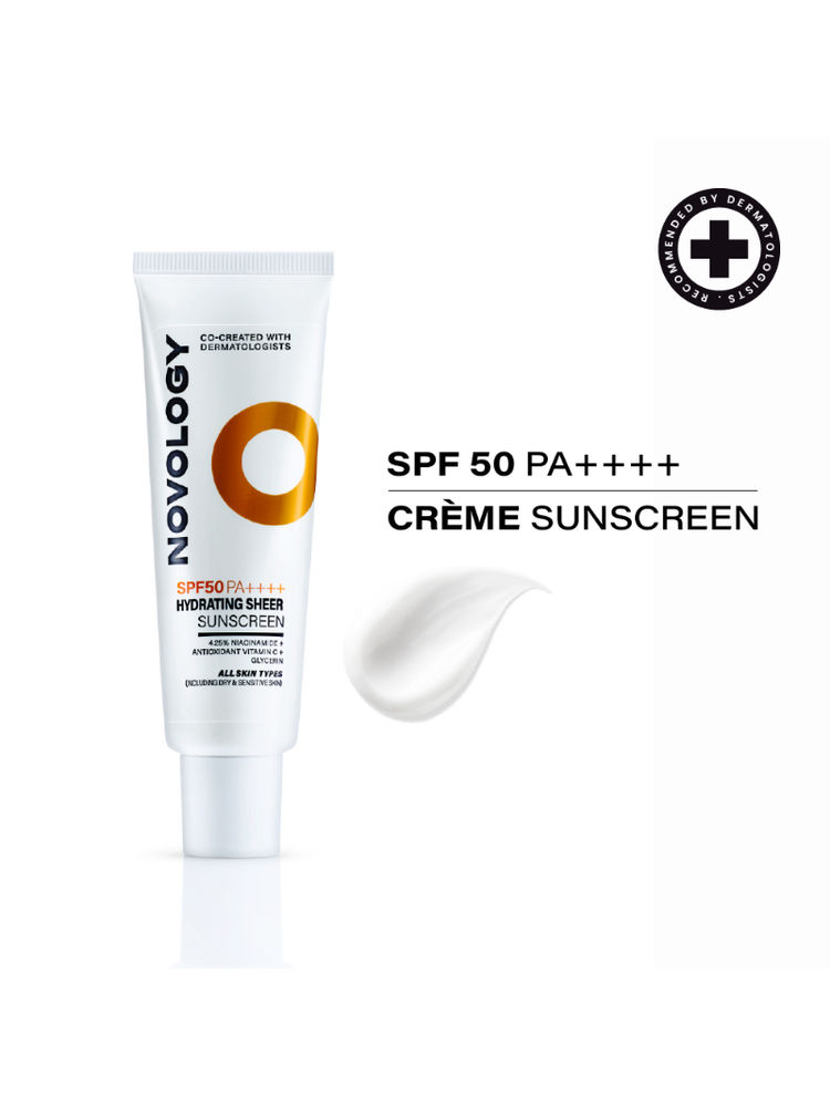 Novology SPF 50 PA++++ Hydrating Sheer Sunscreen With Niacinamide For Dry Skin, Non Sticky-image-43