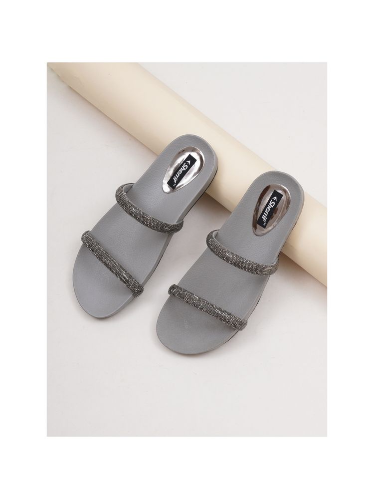 Sherrif Shoes Women's Grey Color Flip-flops-picture-10