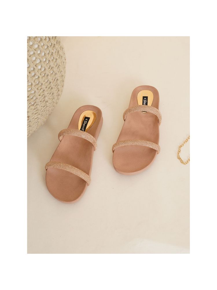 Sherrif Shoes Women's Rose Gold Color Flipflops-picture-17
