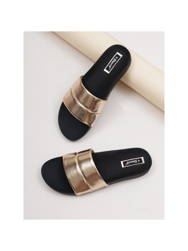 Sherrif Shoes Women's Gold Color Flip-flops-picture-16