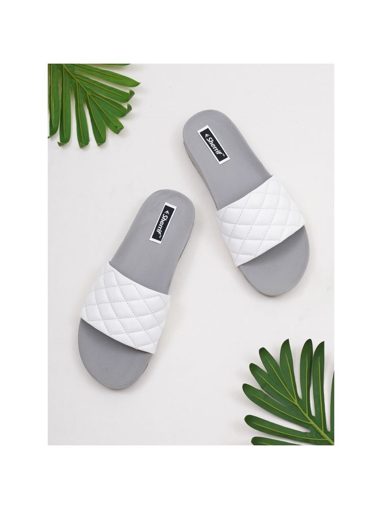 Sherrif Shoes Women's White Color Flip-flops-image-29