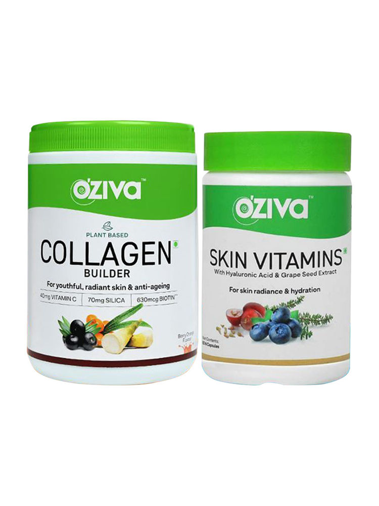 OZiva Youthful Skin Combo (OZiva Plant Based Collagen Builder + Skin Vitamins)