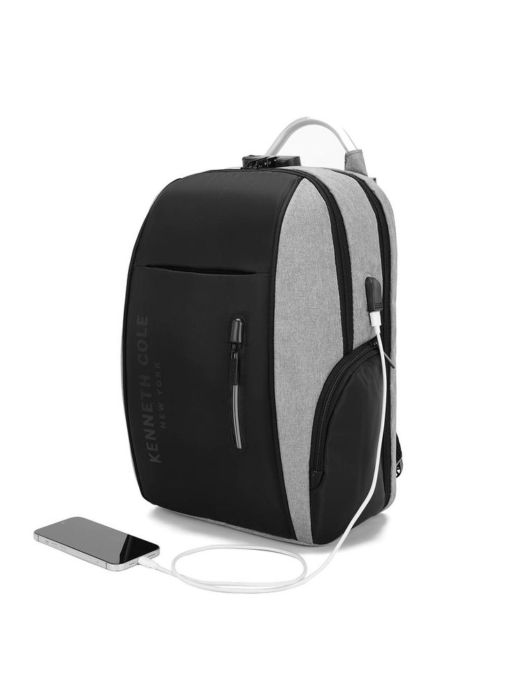 kenneth cole accessories Kenneth Cole Grey Unisex Business Laptop Backpack with USB Charging (M)-picture-26