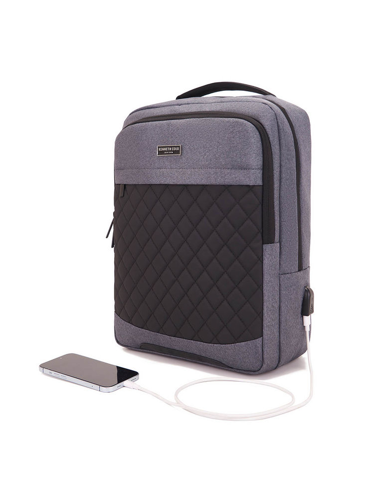 Kenneth Cole Grey Unisex Sleek Design Business Laptop Backpack with USB Port (M)-image-30