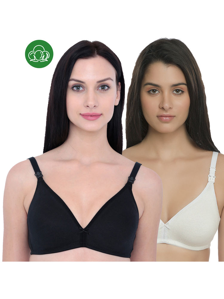 Inner Sense Organic Cotton Antimicrobial Nursing Bra Pack of 2 - Multi-Color-image-23