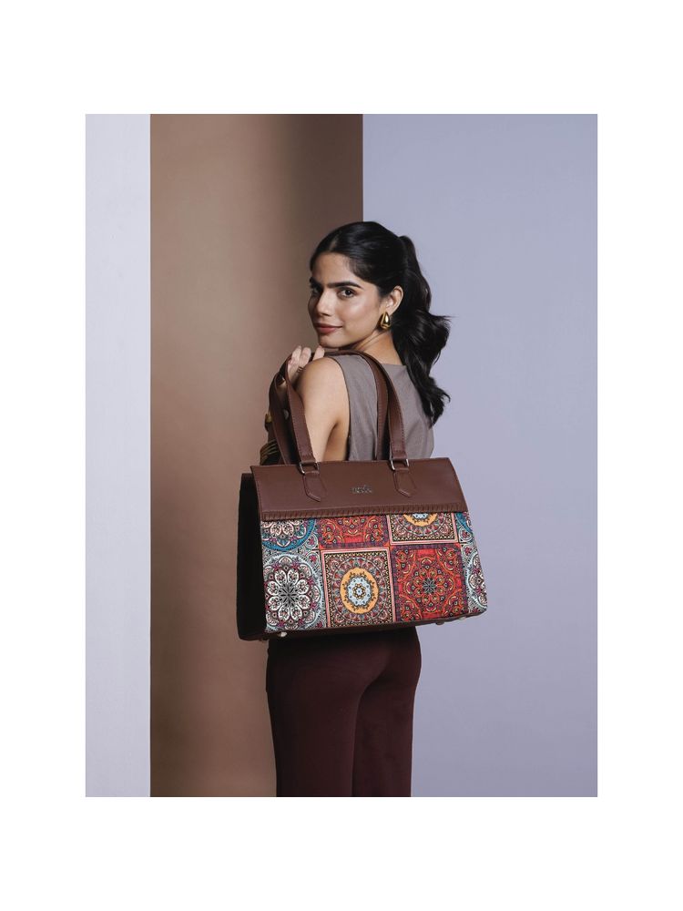 Zouk Multicolour Mandala Print Statement Business Shoulder Bag-picture-15