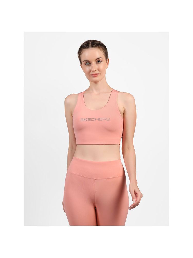 SKECHERS Peach Women Chest Branding Clean Finish Sports Bra-image-11