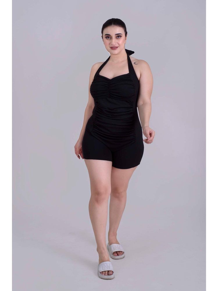 Keepfit Women Black Halter Neck One Piece Swimsuit-picture-25