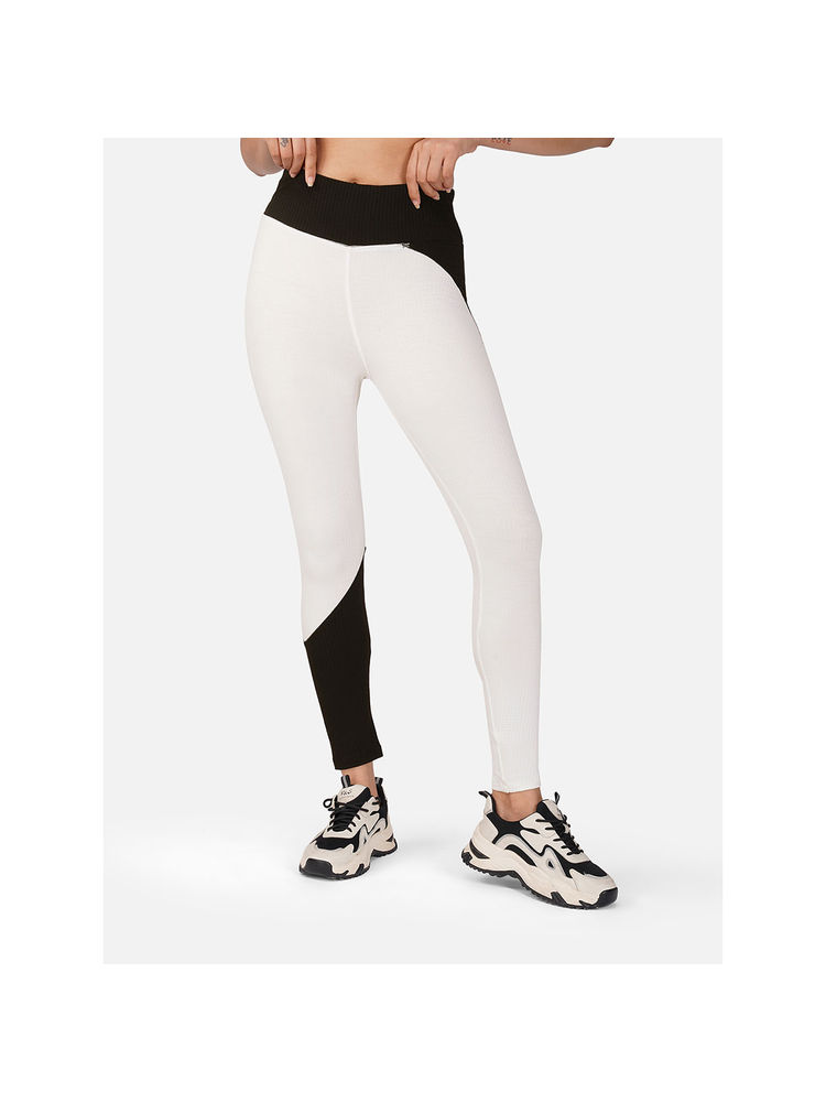 Wear Jukebox Women White Colorblock Power Flow High-Rise Tights-image-7