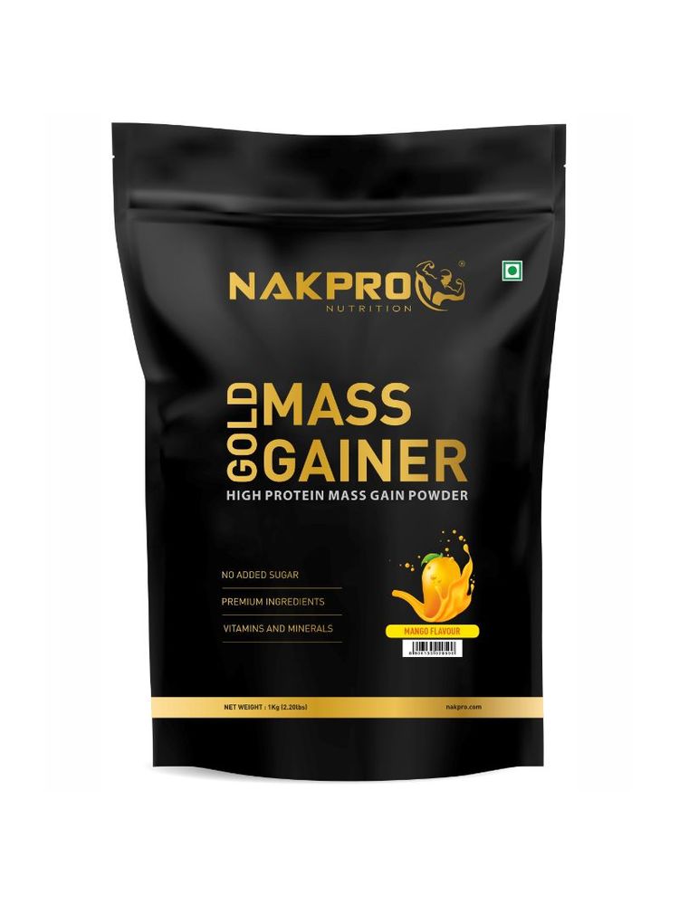 NAKPRO Mass Gainer, High Protein & High Calorie Protein Powder - Mango