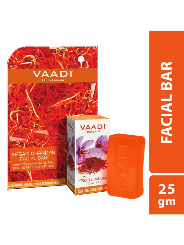 Vaadi Herbals Kesar Chandan Facial Bar With Orange Peel Skin Lightening / Anti Tan