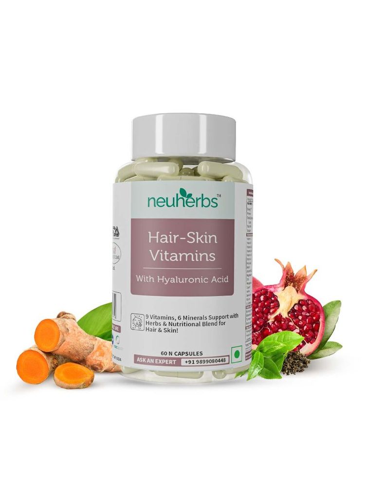 Neuherbs Hair Skin Vitamins Supplement with Hyaluronic Acid for Hair and Skin with DHT Blockers