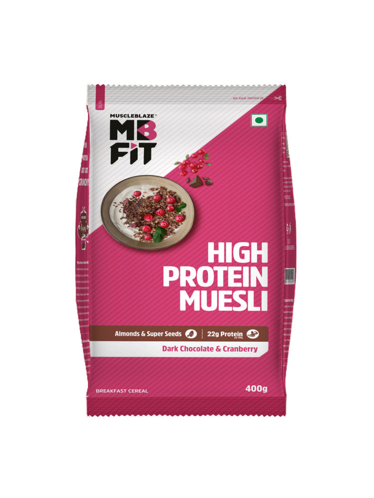 MuscleBlaze High Protein Muesli - Dark Chocolate & Cranberry
