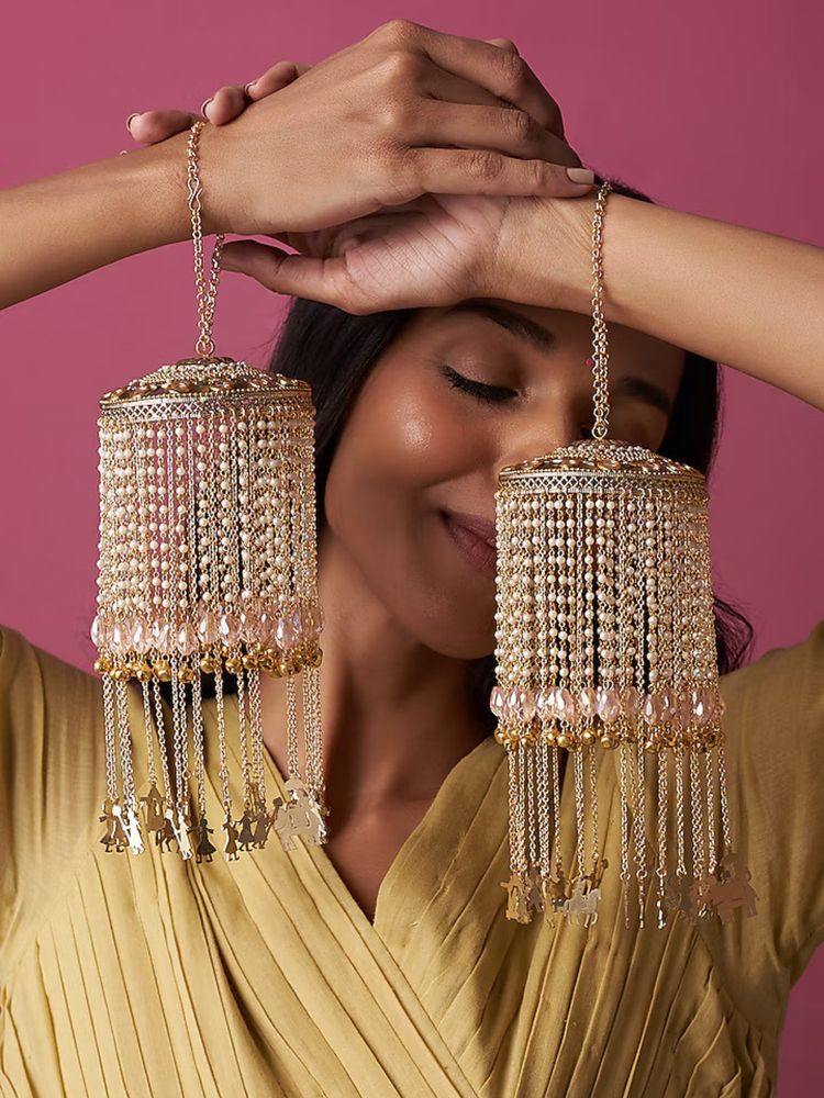 BeAbhika Pink Chandelier Stones Baraat Charms Kaleeras-image-46