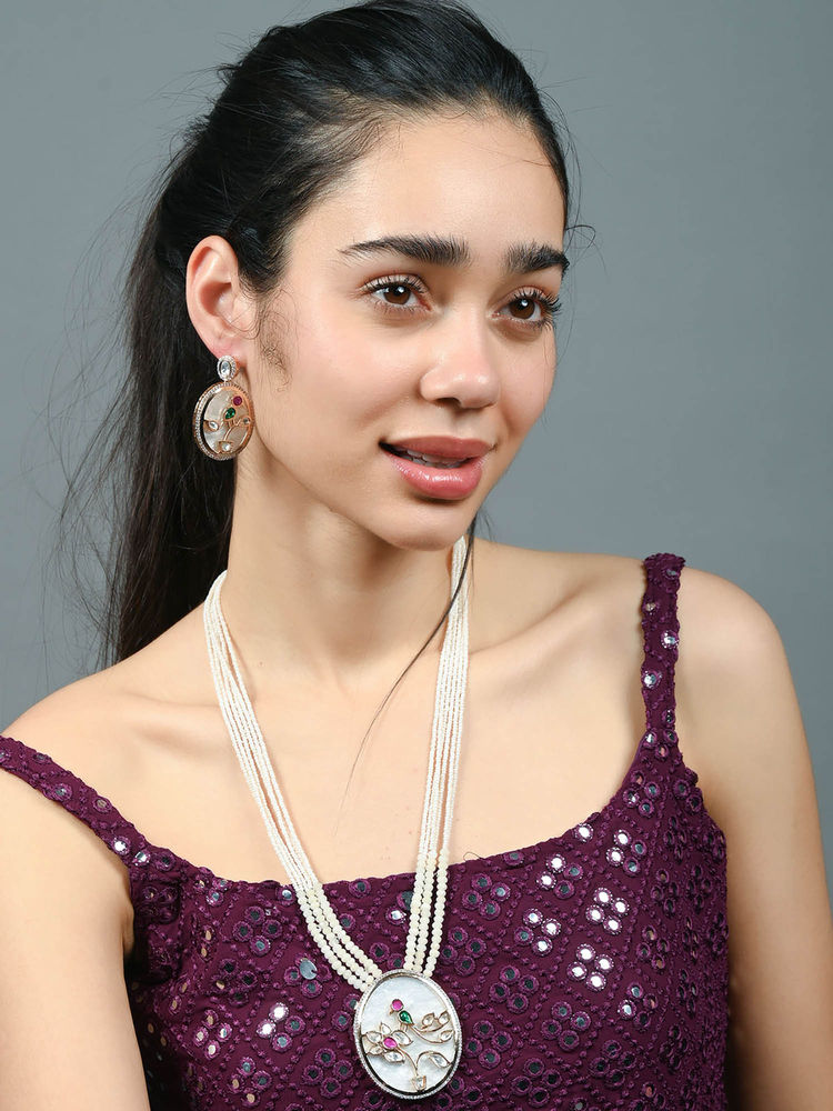 Odette Multi-Color Alloy Kundan Beads Jewellery Set-image-34