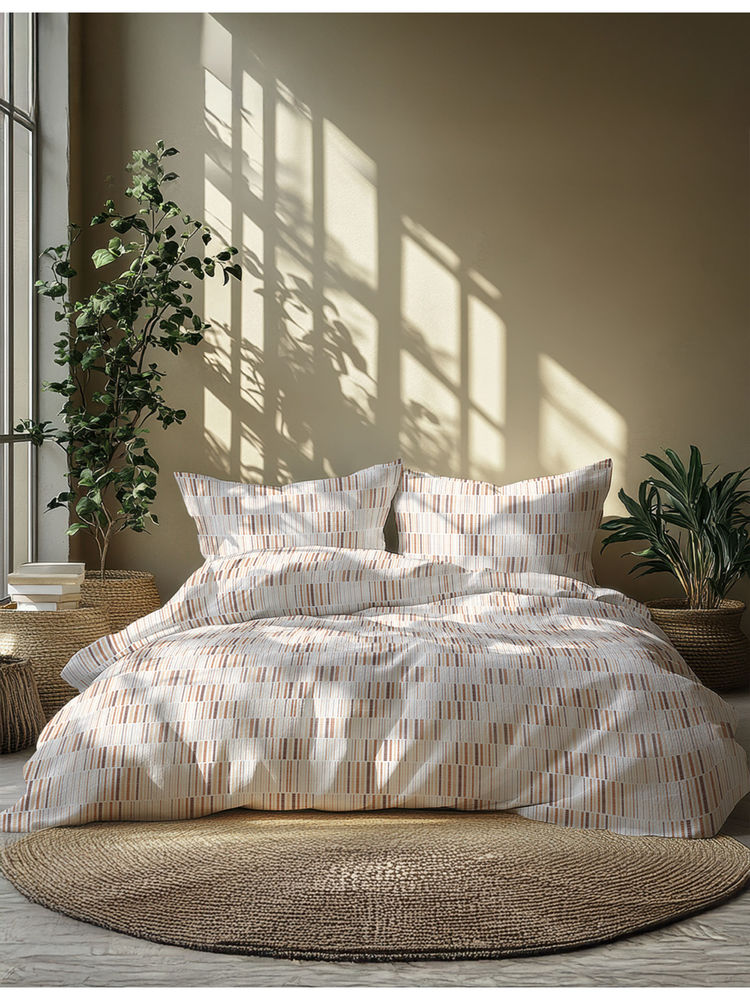 GRES Home 120TC 100% Cotton Super King Fitted Bedsheet with 2 Pillow Covers - Brown-image-29