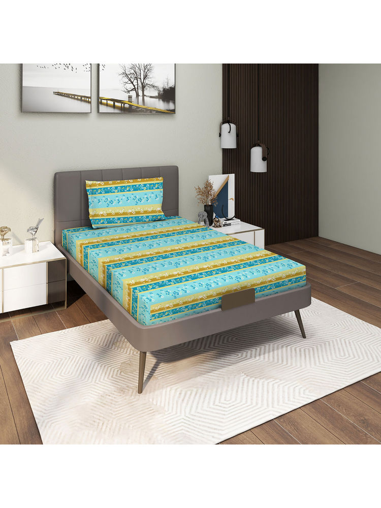 GRES Home 120TC 100% Cotton 2 Single Bedsheet with 2 Pillow Covers - Turquoise (Pack of 2)-image-8