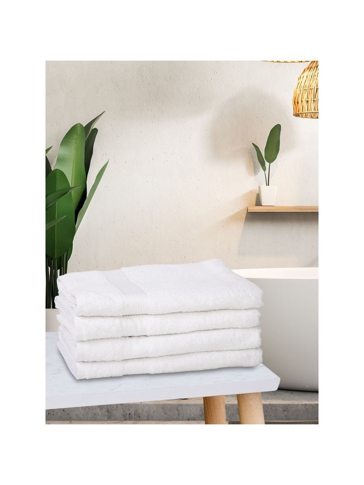 KOPA Quick Dry 100% Cotton Soft Terry Towel -4Pc Bath Towel D'Ross Solid-White-image-5