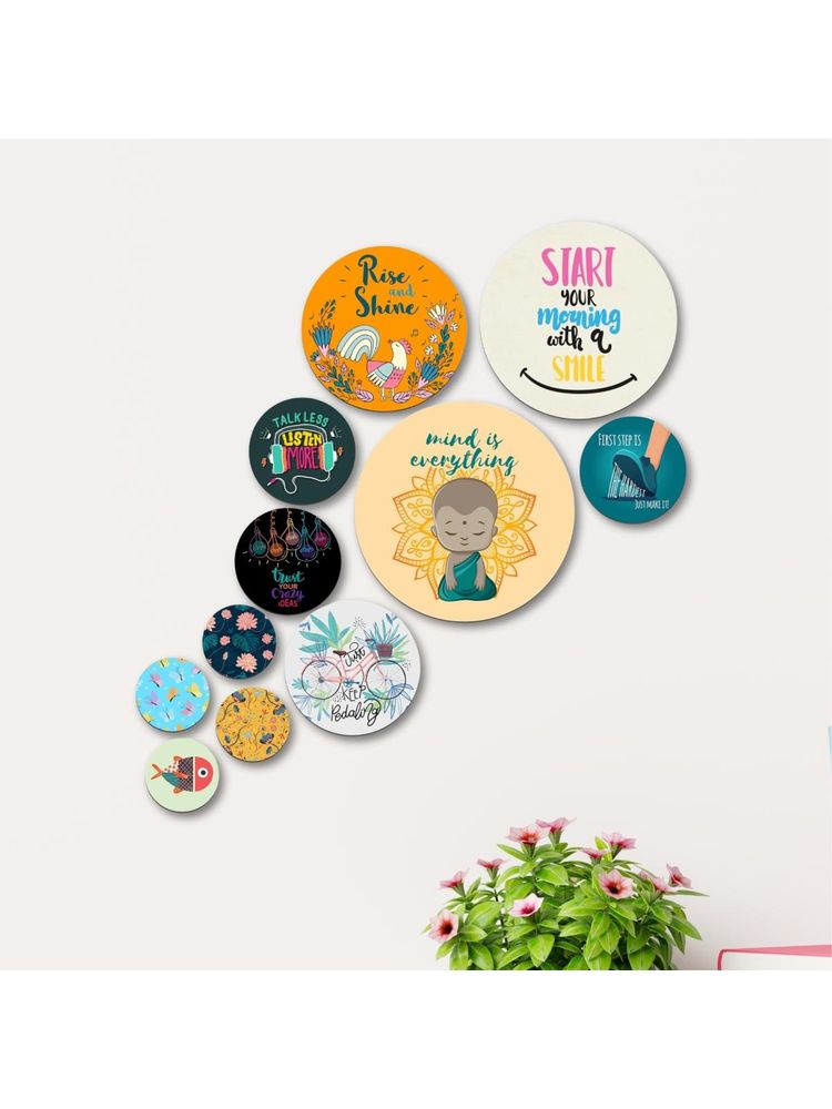 eCraftIndia Positive Quotes Wooden Wall Hanging Decor (Set of 11) | Home Decor Items-image-6