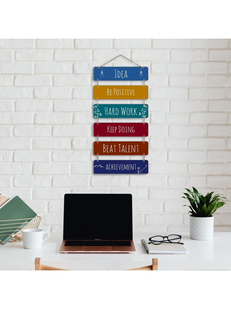 eCraftIndia Wooden Wall Hanging - Idea Be Positive Hard Work Keep Doing Achievement-image-25