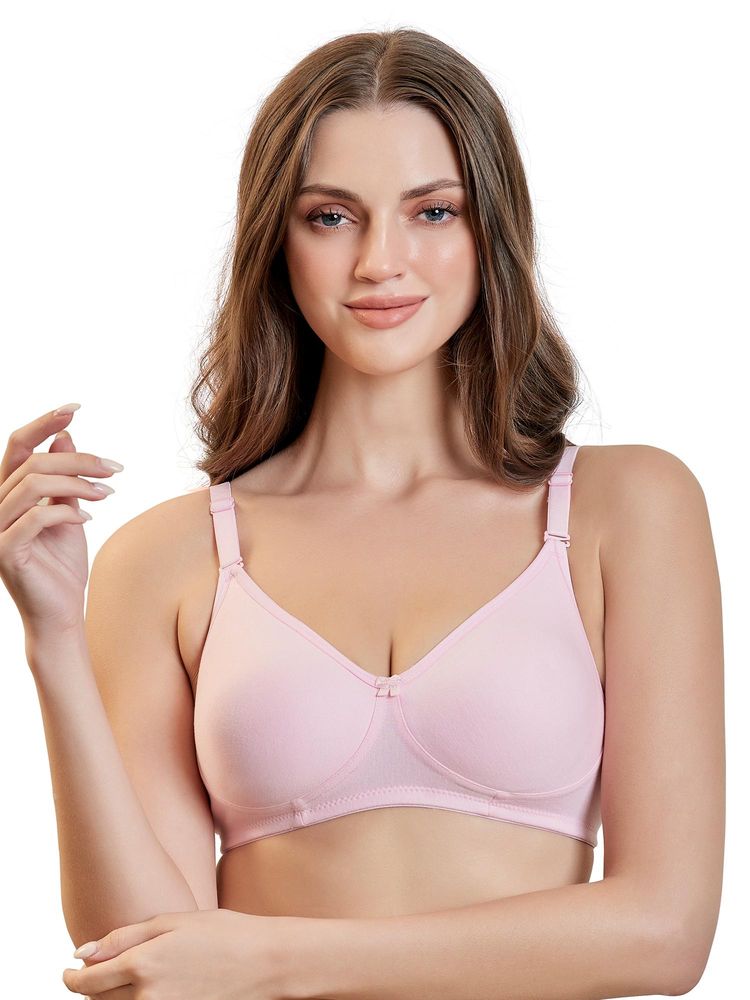 MAROON Cotton Blend Non Padded Full Coverage Wirefree Women T-Shirt Bra - Pink-image-21
