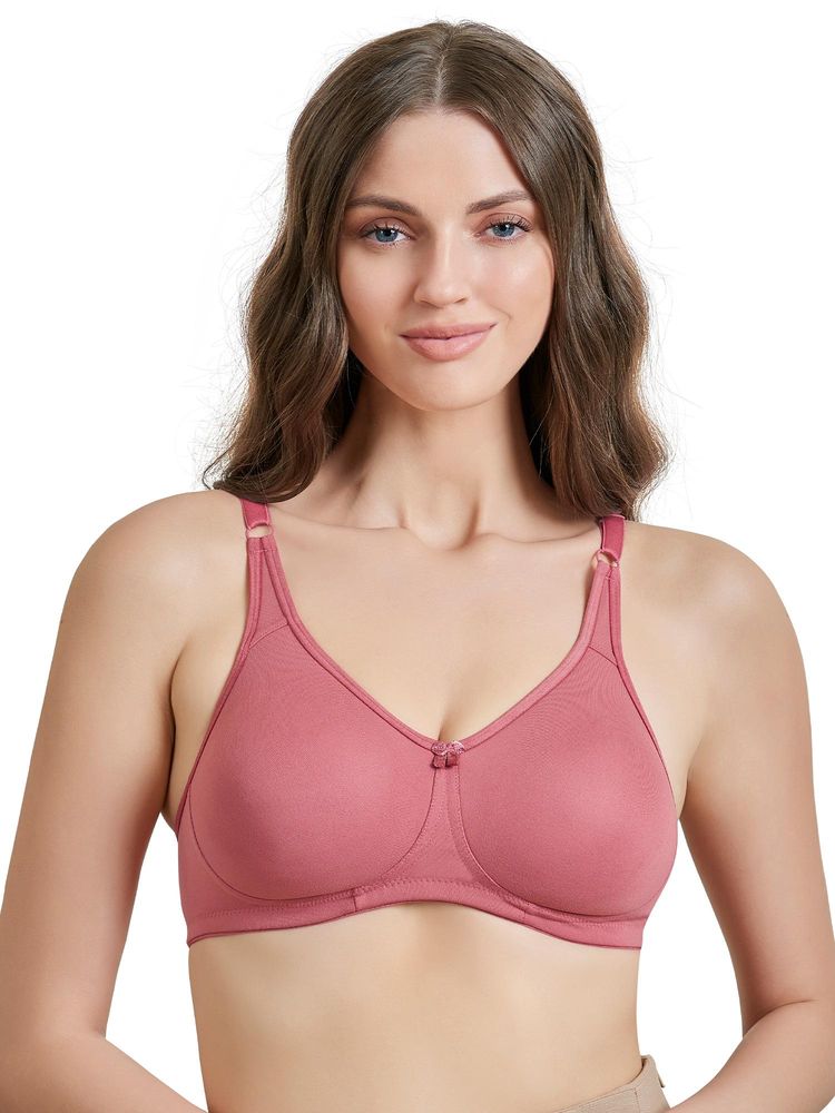 MAROON Polycotton Non Padded Non-Wired Women's T-Shirt Bra - Pink-image-19