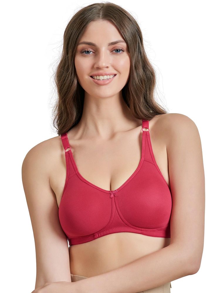 MAROON Polycotton Non Padded Non-Wired Women's T-Shirt Bra - Red-picture-12