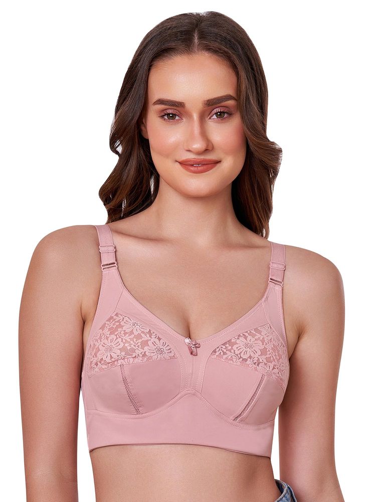 MAROON Long Lasting M Frame Non-Wired Non-Padded Seamed Full Coverage T-Shirt Bra - Pink-image-26