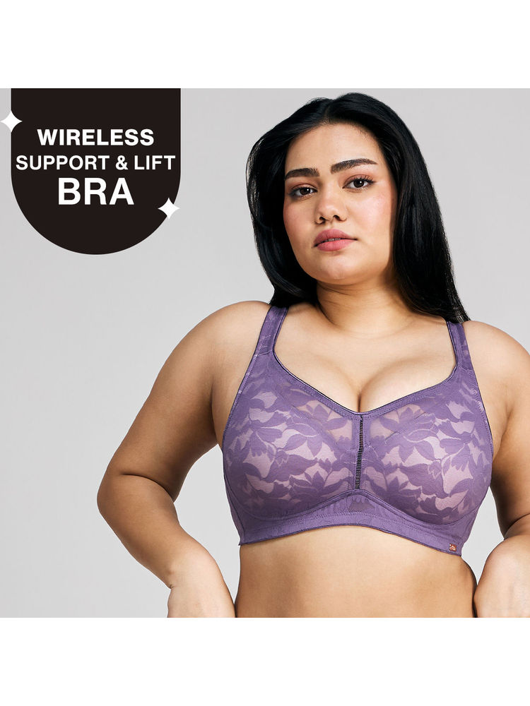 Nykd by Nykaa Shape & Sculpt TRUE Support Non Padded Non Wired Lace Bra NYB341 Purple-picture-25