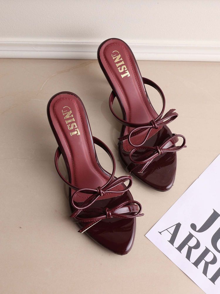 GNIST Double Bow Cherry Maroon Stilettos-picture-26