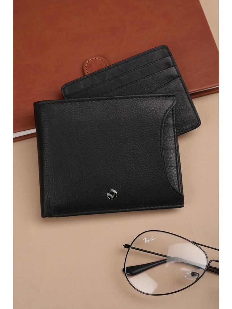 Allen Solly Men Black Textured Genuine Leather Wallet-picture-28