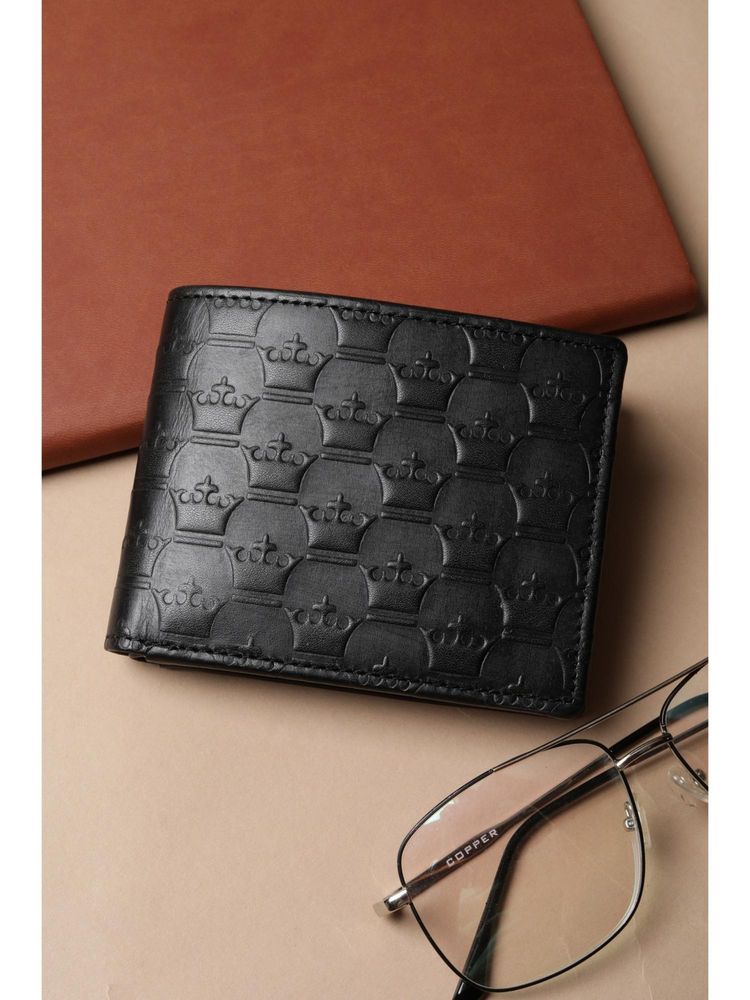 Louis Philippe Men Black Textured Genuine Leather Wallet-picture-13