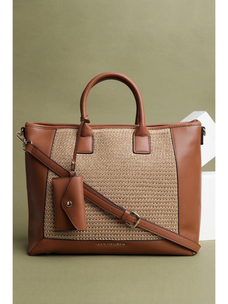 Van Heusen Women Beige Patterned Formal Handbag With Detachable Strap & Pouch-picture-11