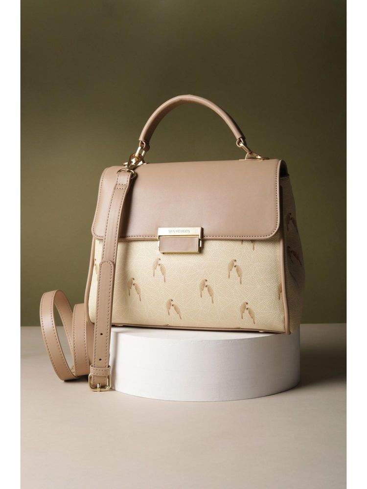 Van Heusen Women Beige Printed Casual Handbag With Detachable Strap-picture-48