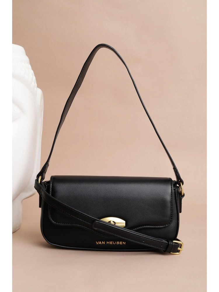 Van Heusen Women Black Solid Casual Handbag With Detachable Strap-picture-30