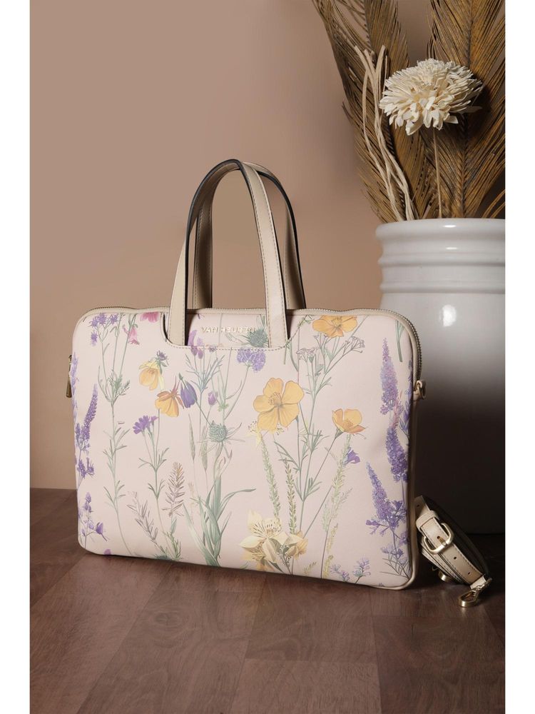 Van Heusen Women Beige Printed Formal Laptop Bag With Detachable Strap-picture-44