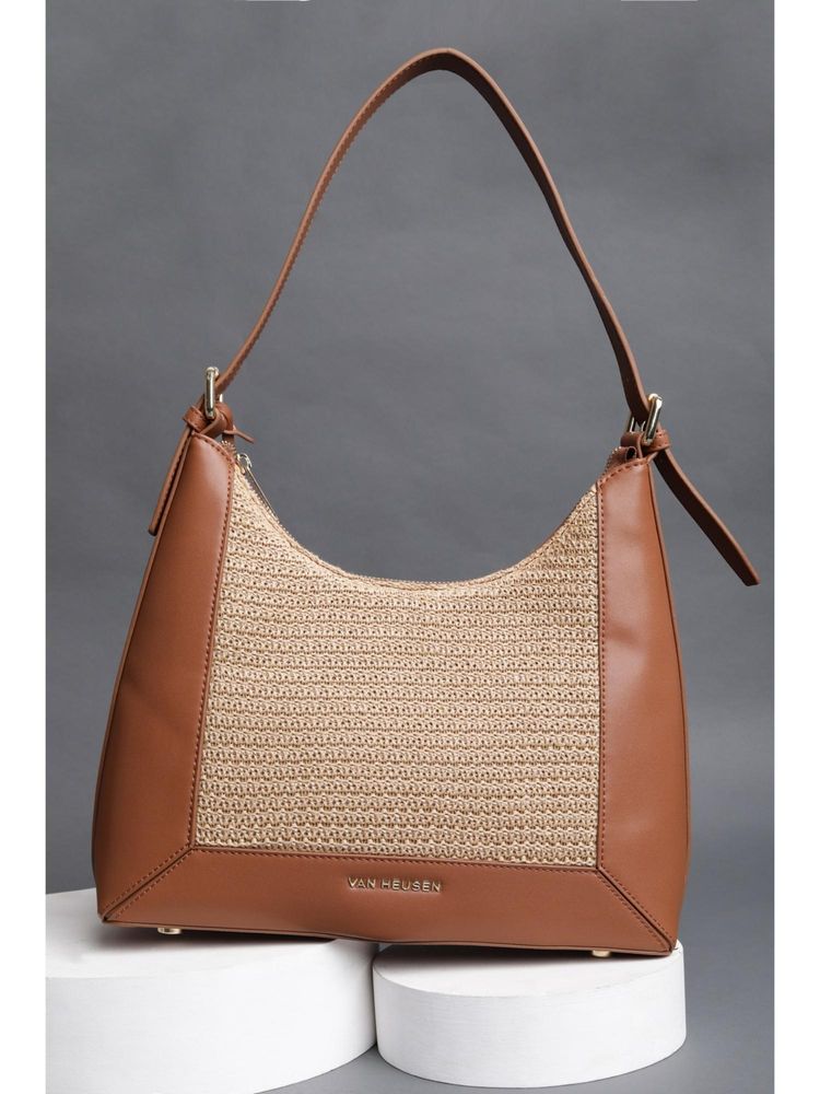 Van Heusen Women Beige Patterned Casual Handbag With Pouch-image-37