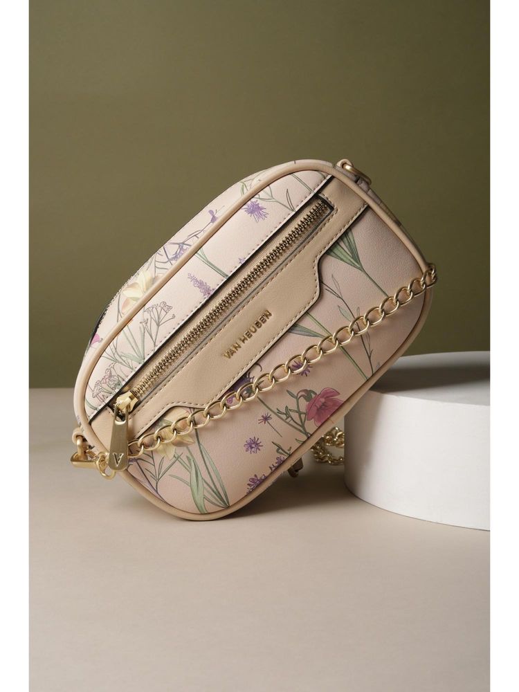 Van Heusen Women Beige Printed Casual Sling Bag With Detachable Strap-image-38