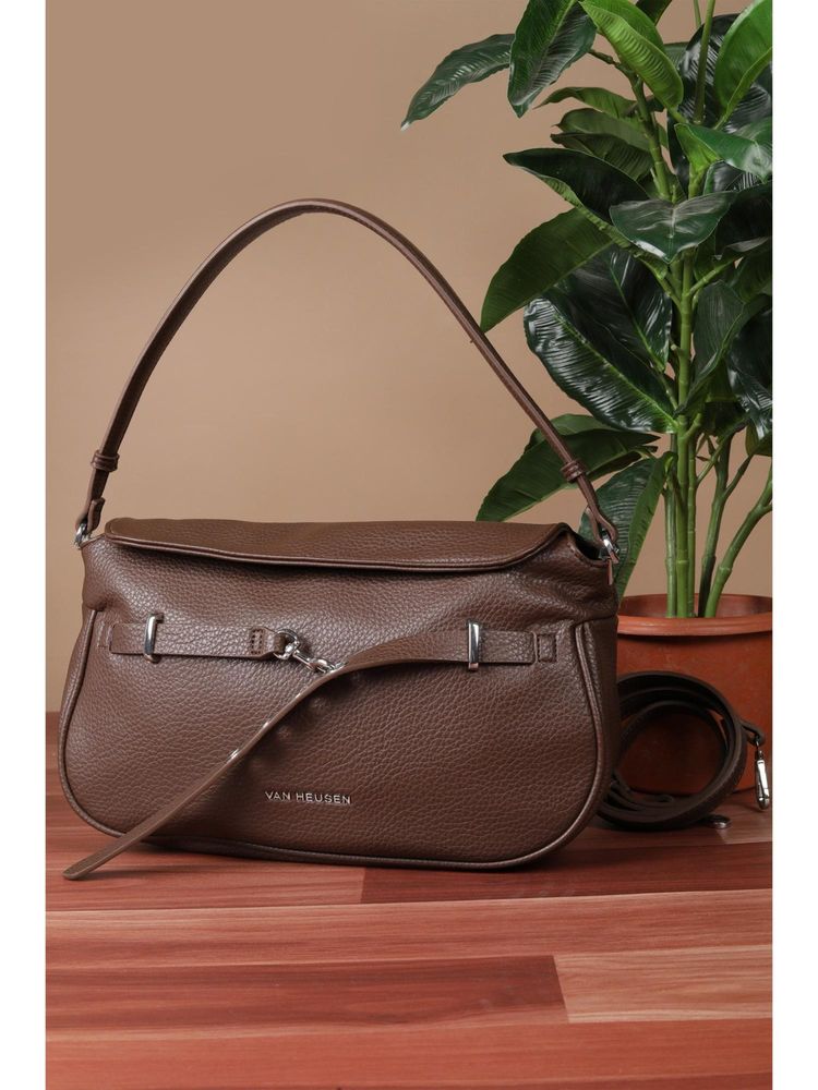 Van Heusen Women Brown Textured Casual Sling Bag With Detachable Strap-picture-14