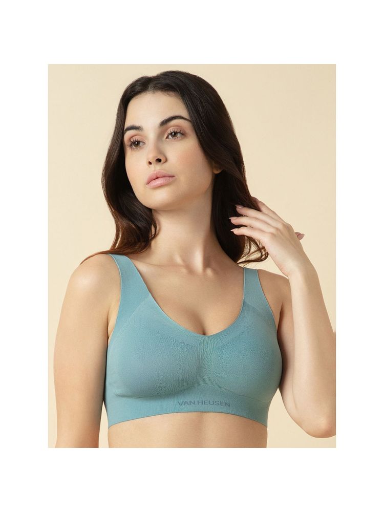 Van Heusen Woman Lingerie and Athleisure Anti Spillage Seamless Flat Knit Bra - Blue-picture-11