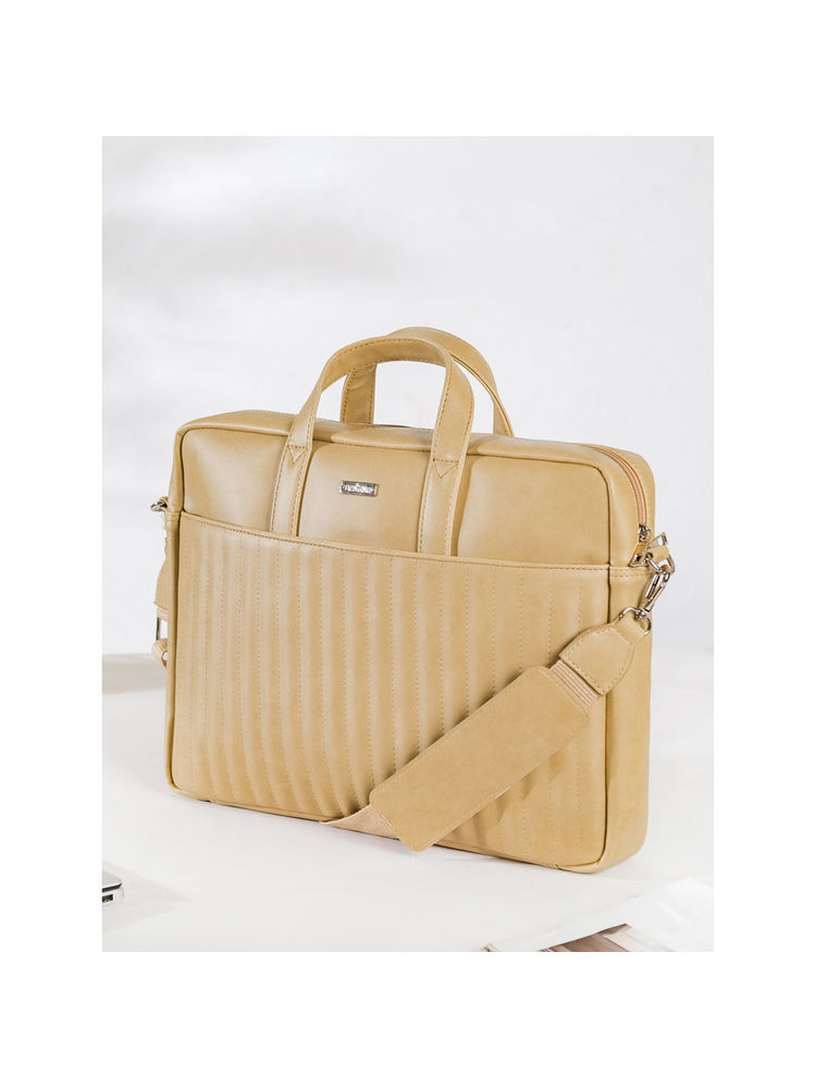 Nestasia Beige Vegan Leather 15.6 Inch Stylish Laptop Bag For Women-picture-10