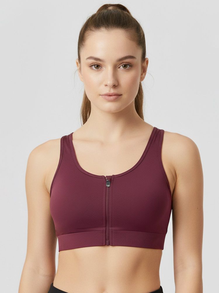 Clovia Wine Medium Impact Sports Bra-image-23