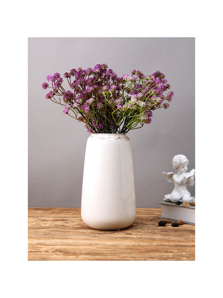 Tayhaa White Essence Glossy Ceramic Flower Vase-image-27