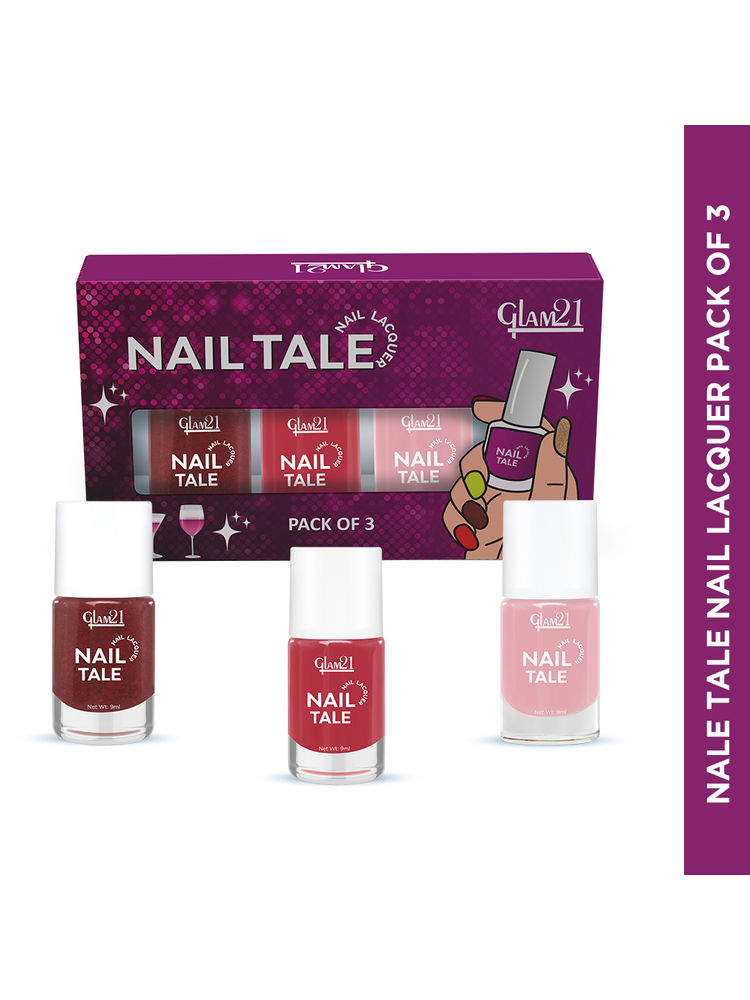 GLAM21 Nail Tale- Nail Lacquer Multicolor Pack Of 3 Combo-01-image-5