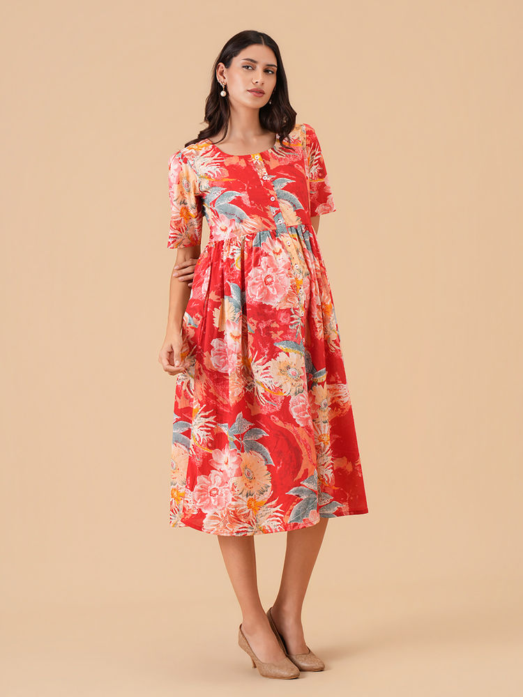 The Mom Store Garnet Glow Maternity and Nursing Dress-image-48