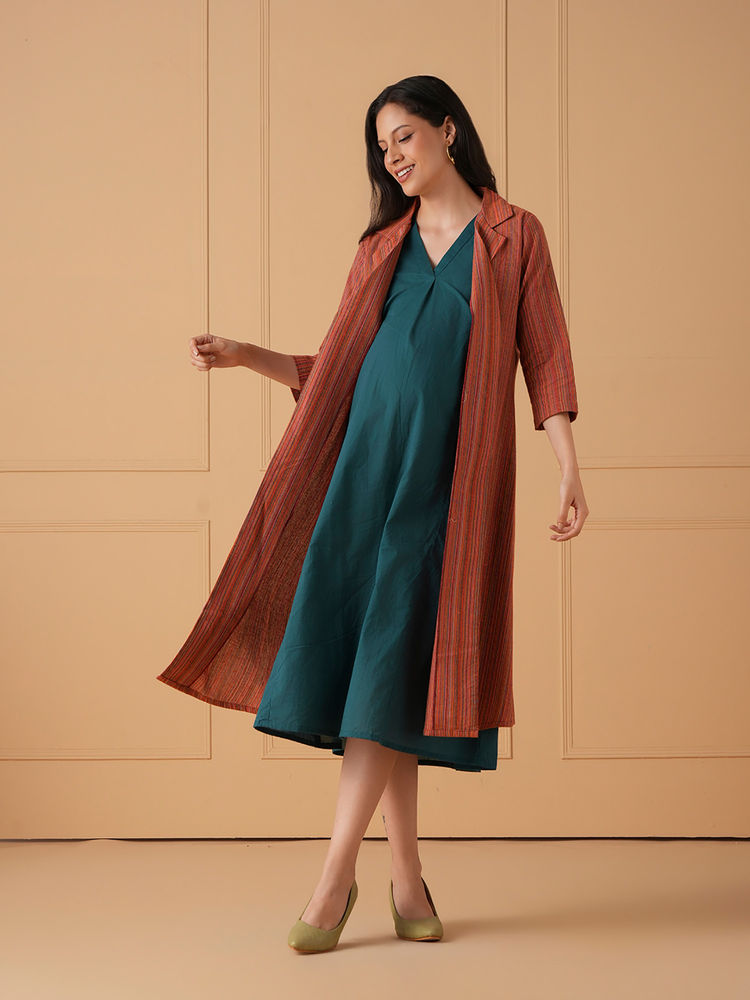 The Mom Store Power frame Maternity and Nursing Shacket Dress-picture-25