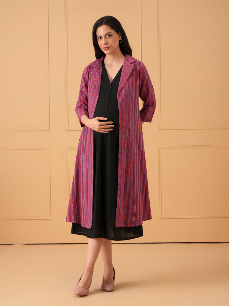 The Mom Store Shift ease Maternity and Nursing Shacket Dress-image-2